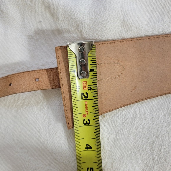 Vtg PASTA 90s Western Wide Waist Corset Belt Camel Tan Leather Silver Buckle N30 main image 9